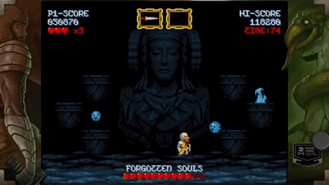 Cursed Castilla forgotten souls boss Cursed Castilla, arcade retro game, Don ramiro here is facing the forgotten souls boss