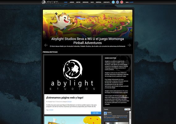 New web page from Abylight studios team, with a new logo on the background
