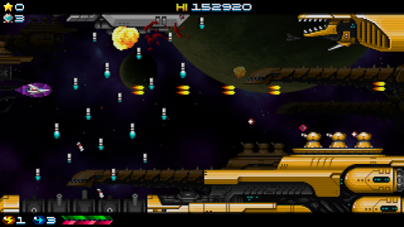 Super Hydorah Super Hydorah dodging the numerous bullets confronting a big spaceship, playstation 4, ps4, shoot'em up, shmup, arcade