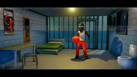 Prisoner playing basketball inside his cell